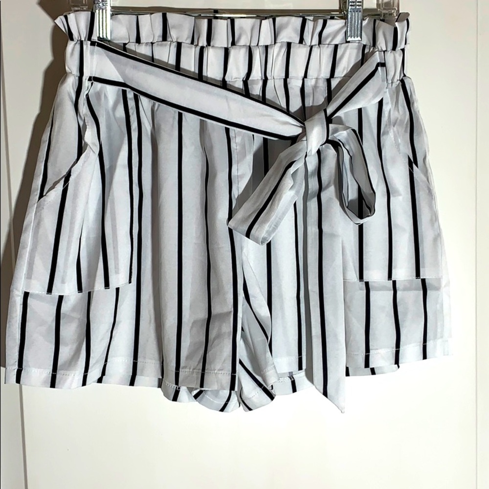 Shein black and white striped shorts